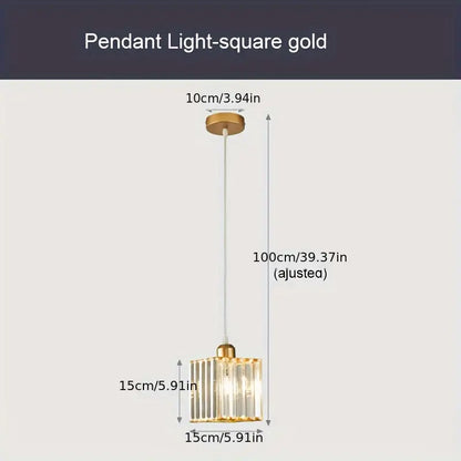 Moderne Kristallen Hanglamp - Goud - LED Vierkant Kristallen Kroonluchter - Gangpad Lamp