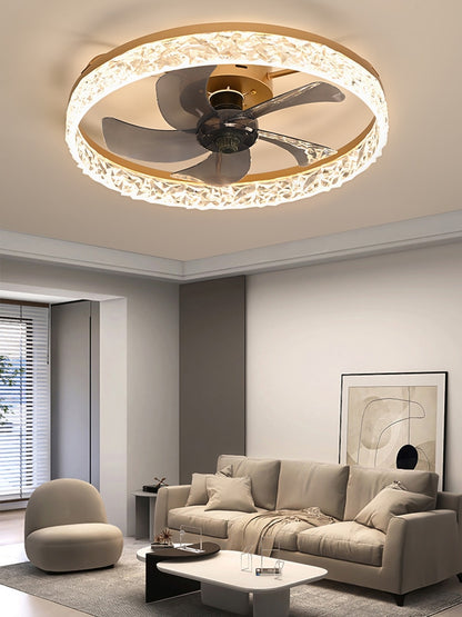 Ventilator Lamp - Plafondventilator Goud - Smart Lamp - Met Dimmer - 6 Standen Ventilator - Keuken Lamp - Woonkamerlamp - Moderne lamp
