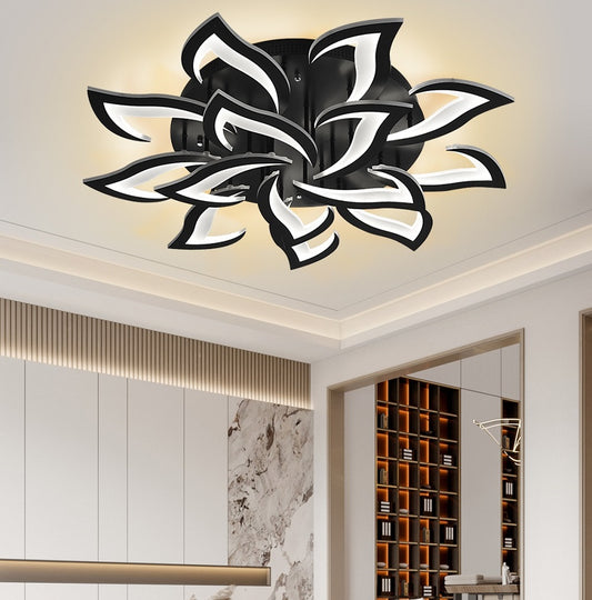 LuxiLamps - 14 Star Ceiling Lamp Black - With Remote Control - Smart Lamp - Dimmable With App - Living Room Lamp - Modern Lamp - Ceiling Lamp