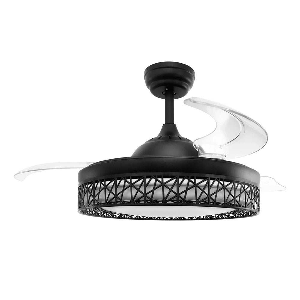 Moderne Ventilator Hanglamp - 3 Standen - Dimbaar Met Afstandsbediening - Zwart - 42 Inch - Plafondventilator - Inklapbare Ventilator Lamp