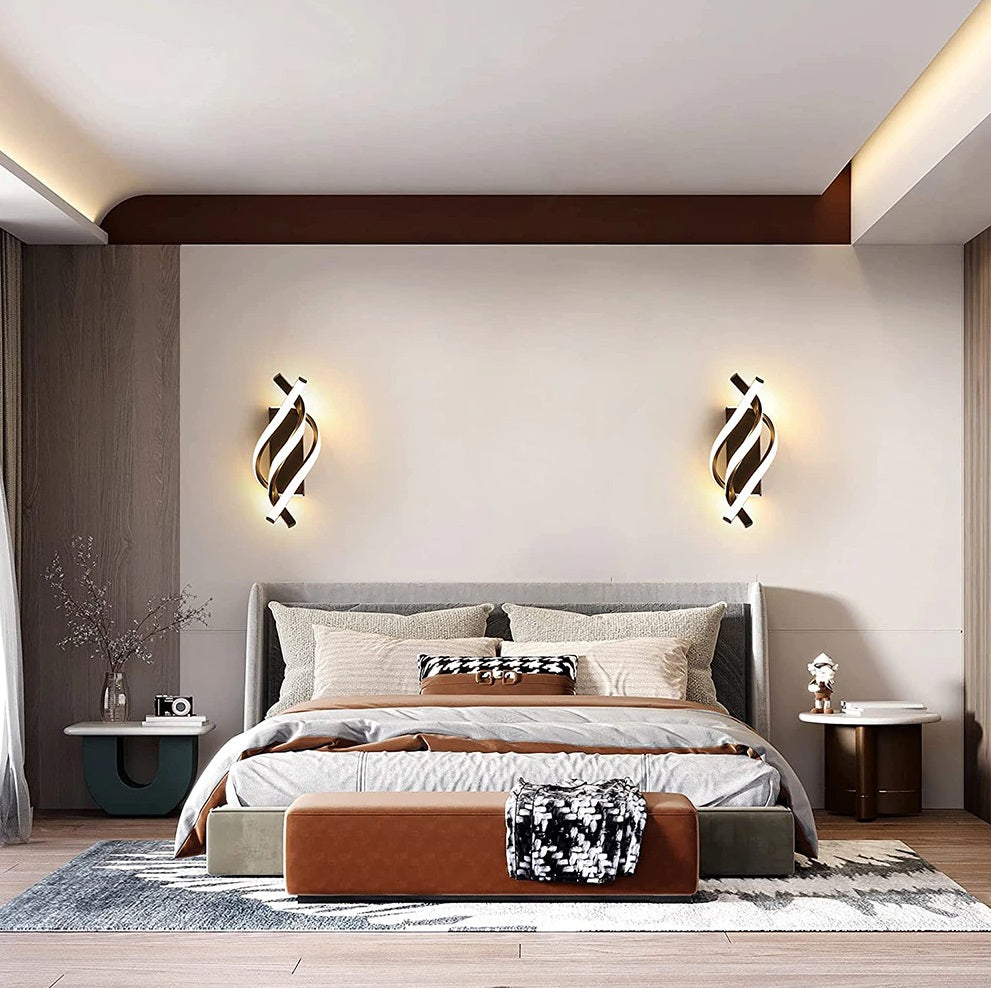 Flightmode - Indoor Wall Lamp, LED Wall Lamp, Modern Design, 22 W, Curved Design, 3000 K, Warm White Light, 2500 Lumens, Black, IP20, for Bedroom, Living Room [Energy Class E]