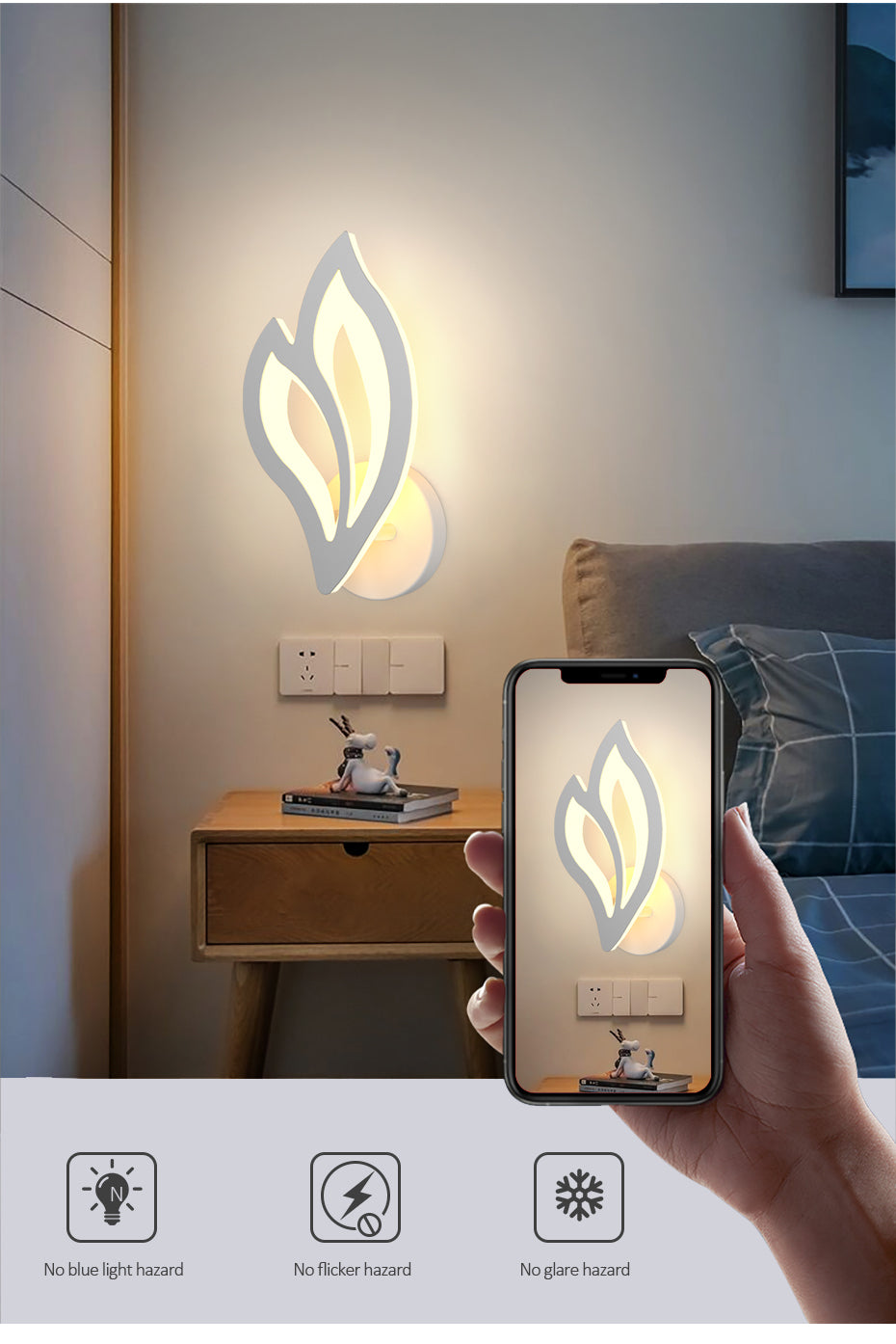 LuxiLamps - Flower Leaf Wall Lamp - Modern Wall Lamp - Warm White - Living Room Lamp - Bedroom - Wall Decoration