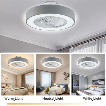 LuxiLamps | Plafondventilator | LED | Dimbaar | 3 Snelheden | 55 cm | Moderne Lamp | Plafondlamp | Ventilatorlamp | Grijs | Woonkamerlamp