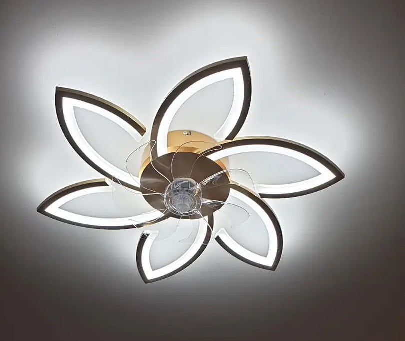 LuxiLamps - 6 Sterren Plafondlamp Met Ventilator - Goud - Met Afstandsbediening - Smart lamp - Dimbaar Met App - 6 Standen Ventilator - Woonkamerlamp - Moderne lamp - Plafoniere