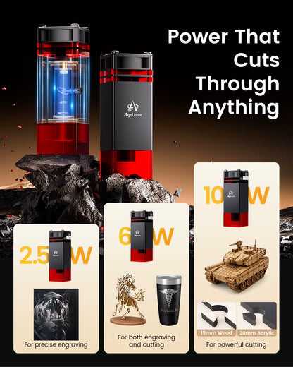 Laser Graveermachine T150 Pro 6W - Laser Cutter - Laserprinter All In One - Graveren - Display - Geel - Laser Snijmachine - Bedienbaar Met APP