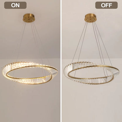 LuxiLamps - Ring Hanglamp - Goud - 60 cm - Luxe Kristal Kroonluchter - Woonkamerlamp