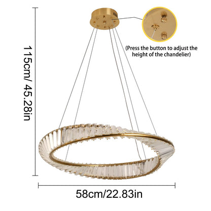 LuxiLamps - Ring Hanglamp - Goud - 60 cm - Luxe Kristal Kroonluchter - Woonkamerlamp