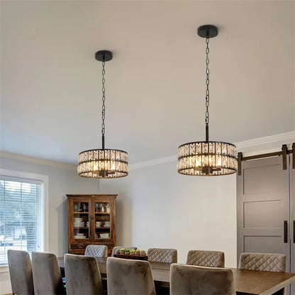 Crystal Hanglamp - Moderne Hanglamp - LED Kristallen Kroonluchter - Zwart - 30 cm - Retro Luxe Hanglamp