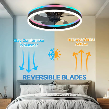 LuxiLamps - Plafondventilator Lamp - RGB - Smart Lamp - 6 Standen - Dimbaar - Kroonluchter Ventilator - Chandelier Fan - Woonkamer Lamp - Ventilator Lampen - Stille Motor