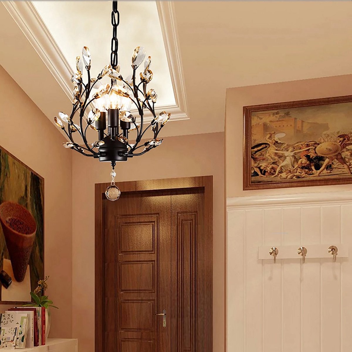 LuxiLamps - Kristallen Sterrenhemel Hanglamp - Kroonluchter - Woonkamer - Zwart - Moderne lamp - 33 cm - Elegante Bloesem Hanglamp
