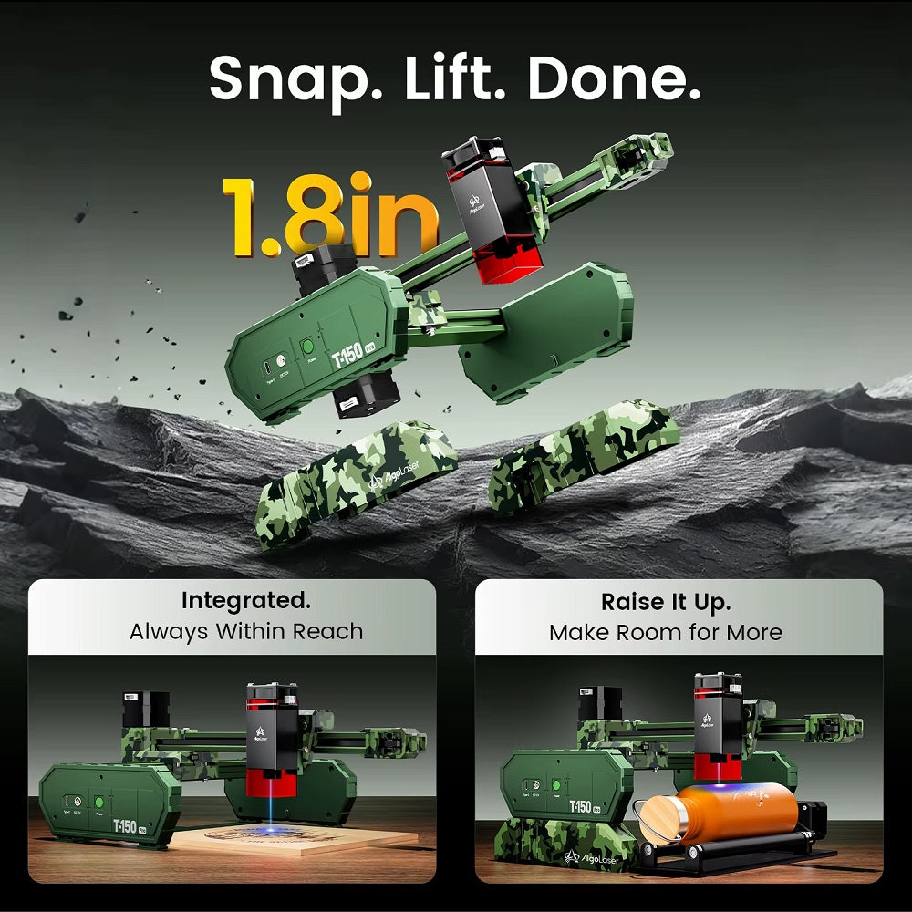 Laser Graveermachine T150 Pro 6W - Laser Cutter - Laserprinter All In One - Graveren - Display - Groen - Laser Snijmachine - Bedienbaar Met APP