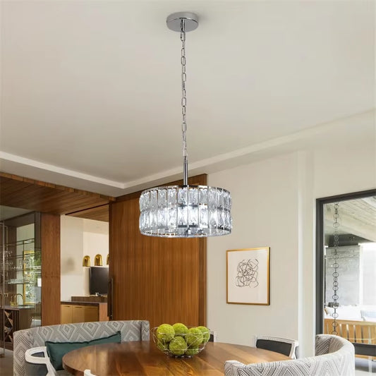Crystal Hanglamp - Moderne Hanglamp - LED Kristallen Kroonluchter - Chroom - 30 cm - Retro Luxe Hanglamp
