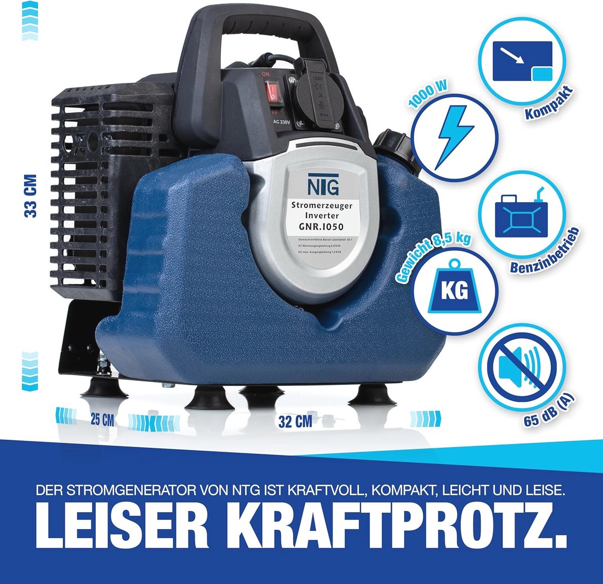 Benzine Stroomgenerator met Inverter - 230V 800W - Lichtgewicht en Draagbaar