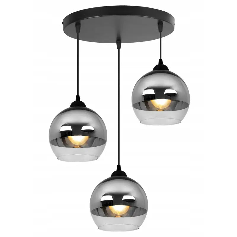 Smoke Glas Hanglamp | 3 Rond Lichts | Chroom | Industrieel | Woonkamer | Eetkamer | Slaapkamer | Zilver Rookglas