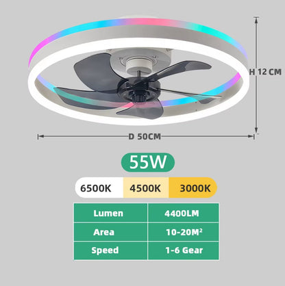 LuxiLamps - Ventilator Lamp - Smart Lamp - RGB - 6 Standen - Dimbaar - Kroonluchter Ventilator - Chandelier Fan - Woonkamer Lamp - Ventilator Lampen