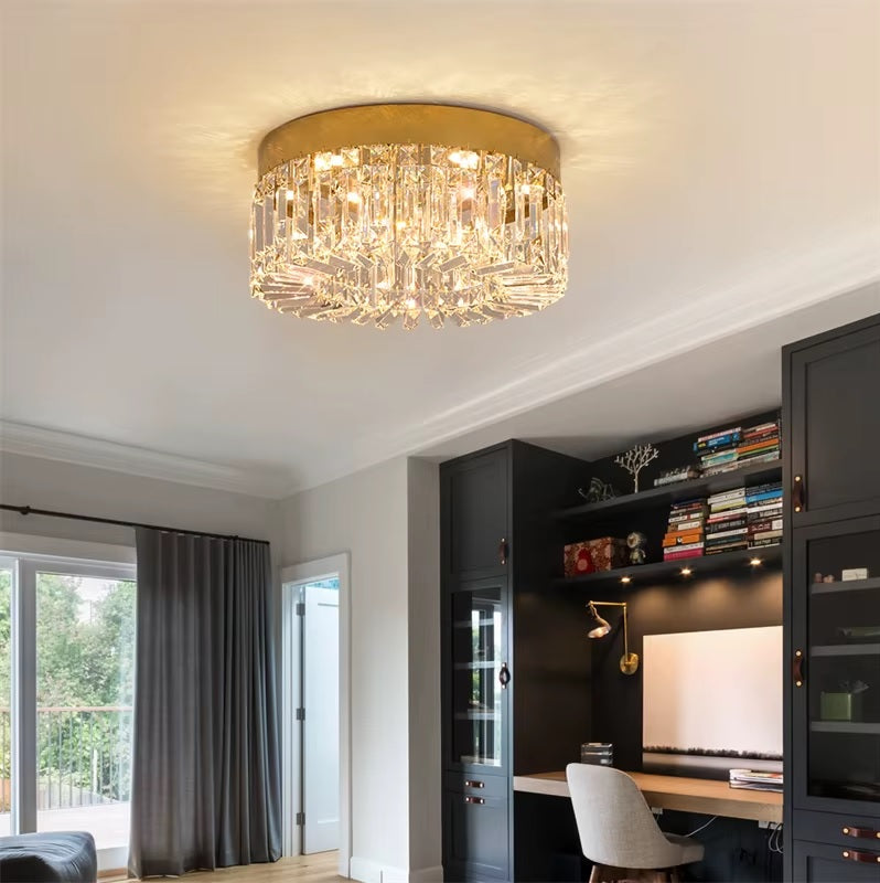 Kristallen Plafond Kroonluchter - LED Plafondlamp - Goud - Woonkamerlamp - 50cm - Crystal - 3 Kleuren - Luxe Woondecoratie