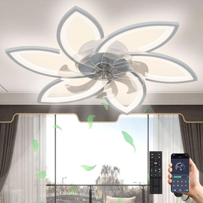 LuxiLamps - 6 Sterren Plafondlamp Met Ventilator - Wit - Met Afstandsbediening - Smart lamp - Dimbaar Met App - 6 Standen Ventilator - Woonkamerlamp - Moderne lamp - Plafoniere