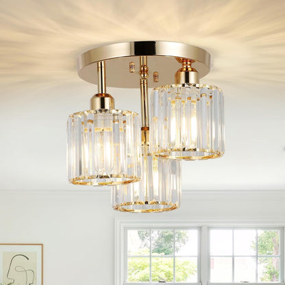 Moderne Kristallen Kroonluchter - 3 Kop Crystal Plafondlamp - K9-Kristal - E27 - Chroom - Verlichting - Plafonnière