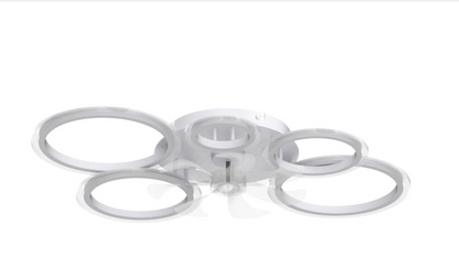 LuxiLamps - 5 Rings Ceiling Fan - White - 6 Speeds - Dimmable With Remote Control and APP - Modern Circle Fan Light