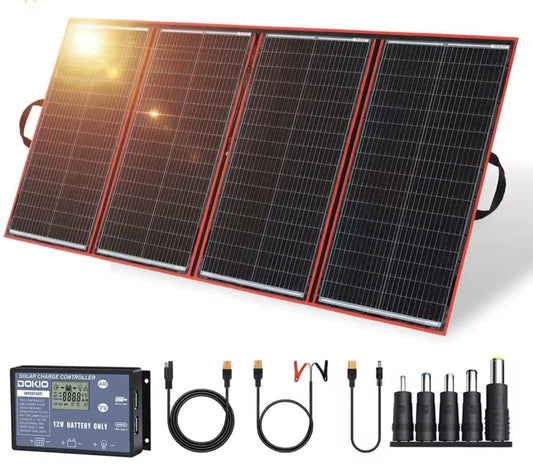 Compleet 300W Opvouwbare Zonnepaneel set - Monokristallijn Zonnepaneel - 12V - daglichtpaneel - Met Omvormer - Met 4 Meter Kabel