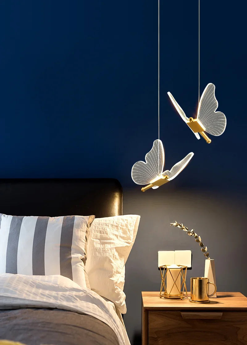 Vlinder Hanglamp- Goud - Butterfly Led - Warm Wit 3000K - Woonkamerlamp - Moderne Lamp - Plafonnière
