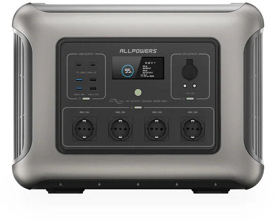 ALLPOWERS - Draagbare Powerstation & Zonnepaneel - 2016Wh LFP Accu - 2500W (Piek 4000W) - UPS - Snelladen - Uitbreidbaar - Incl. 400W Opvouwbaar Zonnepaneel - Voor Noodstroom, Camping & Thuisgebruik