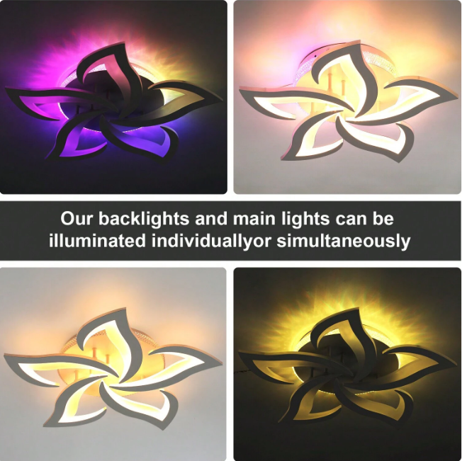 LuxiLamps - 5 Sterren RGB - Plafondlamp - Wit - Afstandsbediening - Smart lamp - Dimbaar Met App - Woonkamerlamp - Moderne lamp - Plafoniere