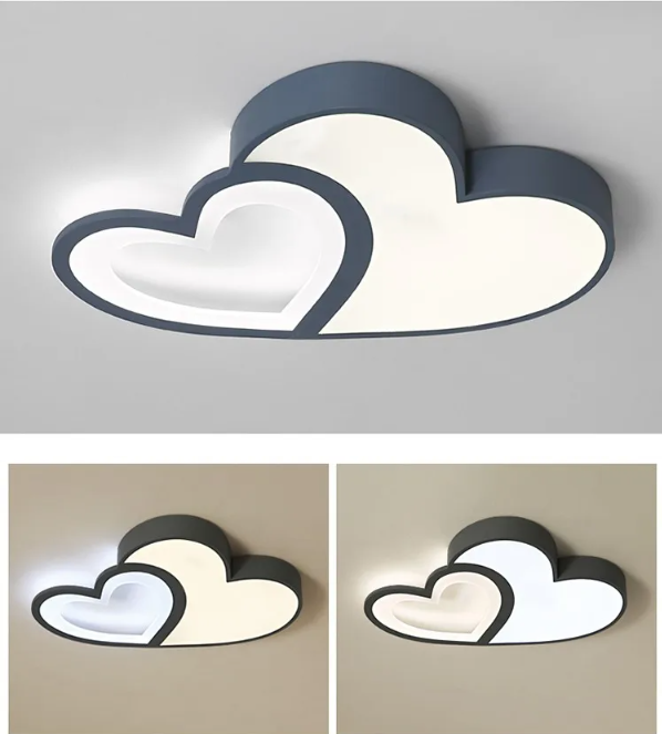 LuxiLamps - Hartvormige Plafondlamp - Blauw - Dimbaar Met Afstandsbediening - Kinderkamer - 55 cm - Moderne Lamp - Slaapkamer Lamp - Plafonniere