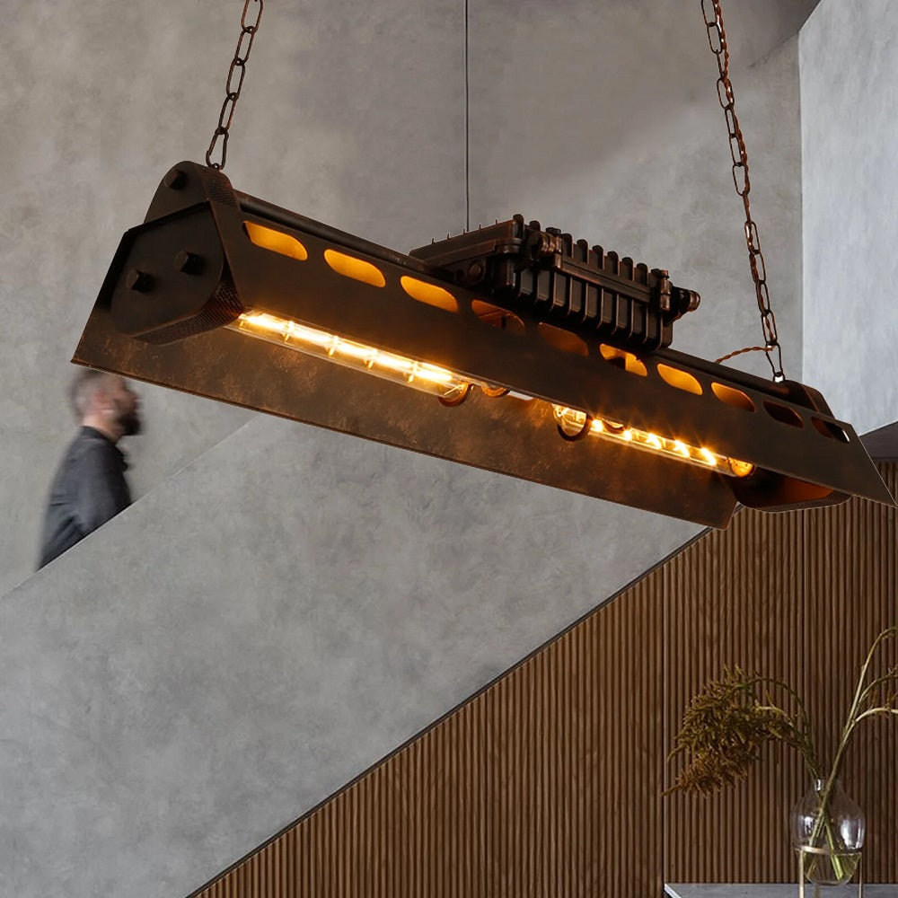 Industrieel Metalen Hanglamp - Antieke Houten Kroonluchter - Vintage - Amerikaanse Stijl - Verstelbaar - 78 cm - Moderne Hanglamp