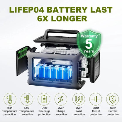 Powerstation - Generator - Aggregaat - Powerbank - Draagbare - 299Wh LiFePO4 - met 600W AC Uitgang en 2x 100W Zonnepaneel - voor Off-Grid, Camping en Noodstroom