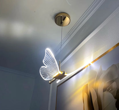 Vlinder Hanglamp- Goud - Butterfly Led - Warm Wit 3000K - Woonkamerlamp - Moderne Lamp - Plafonnière