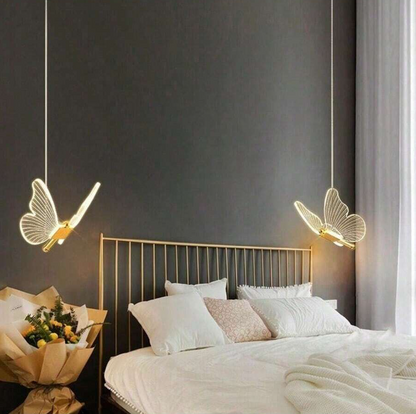 Vlinder Hanglamp- Goud - Butterfly Led - Warm Wit 3000K - Woonkamerlamp - Moderne Lamp - Plafonnière
