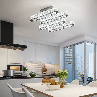 4 Koppen Kroonluchter - Kristallen LED Lamp - Luxe Woonkamerlamp - 3 Kleuren - Moderne lamp - Plafondlamp - Plafoniere - 37 cm