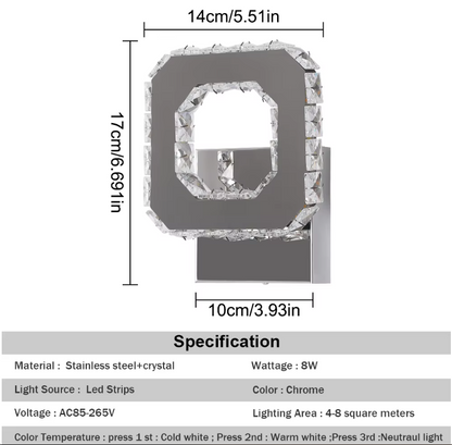 Crystal LED Wandlamp - Moderne Muur Verlichting - 3 Kleuren - Kristallen Muur Lamp - Muur Decoratie