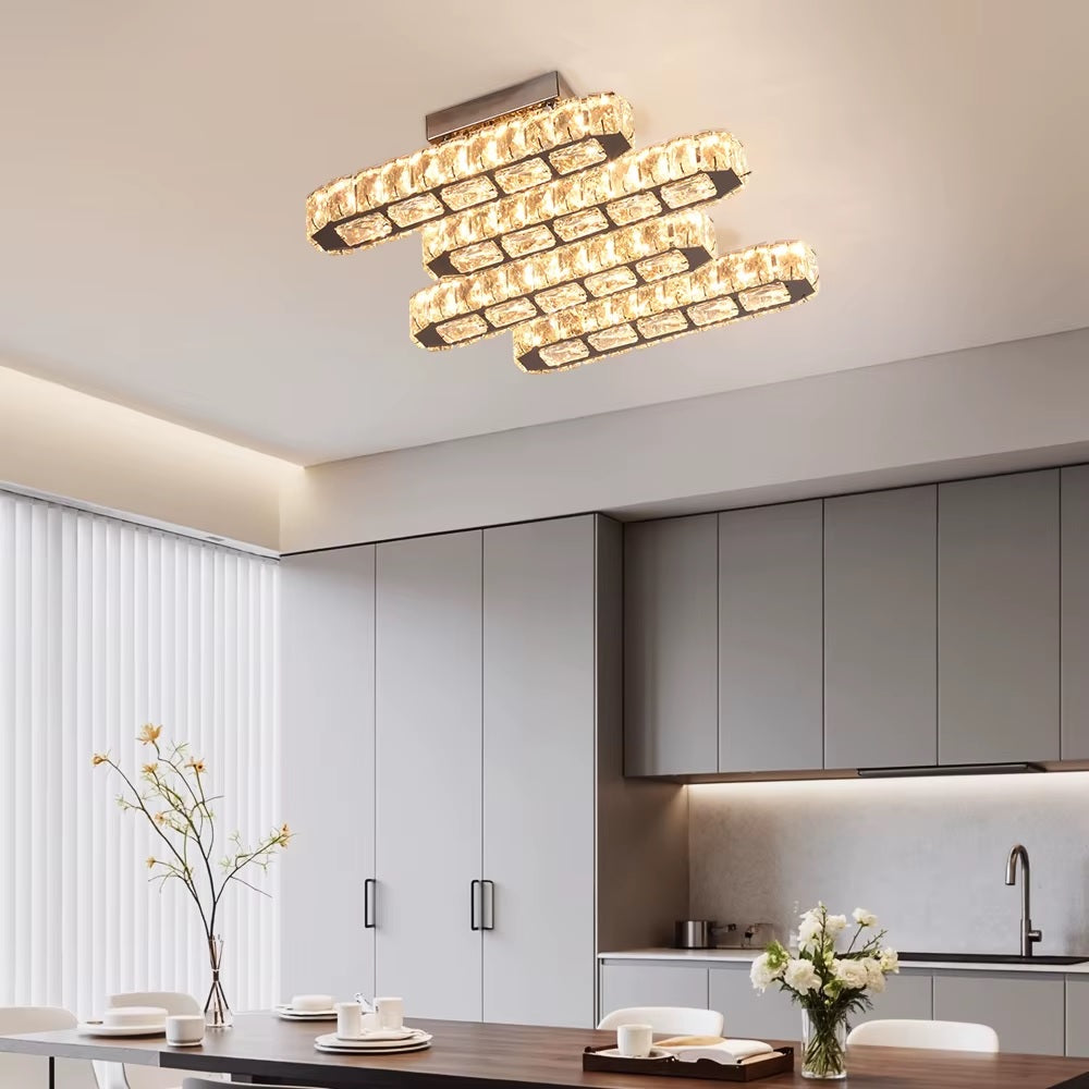 4 Koppen Kroonluchter - Kristallen LED Lamp - Luxe Woonkamerlamp - 3 Kleuren - Moderne lamp - Plafondlamp - Plafoniere - 37 cm