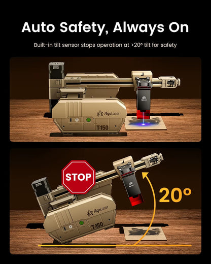Laser Graveermachine T150 Pro 6W - Laser Cutter - Laserprinter All In One - Graveren - Display - Geel - Laser Snijmachine - Bedienbaar Met APP