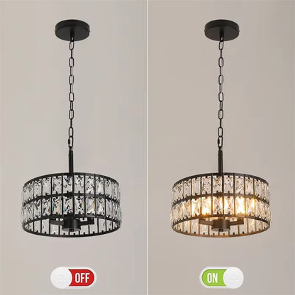 Crystal Hanglamp - Moderne Hanglamp - LED Kristallen Kroonluchter - Zwart - 30 cm - Retro Luxe Hanglamp