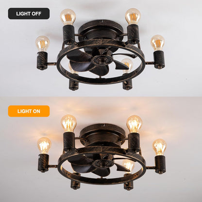 Industriële Retrostijl Plafondventilator - Ventilator Lamp - Smart Lamp - Dimbaar - 6 Standen - Moderne lamp - 6 Lampen
