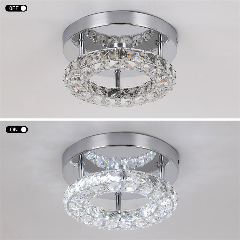 Plafondlamp van kristal, dimbaar, 16 W, led-plafondlamp, rond, voor slaapkamer, woonkamer, hal, keuken, 3000-6500 K [Energieklasse A+]