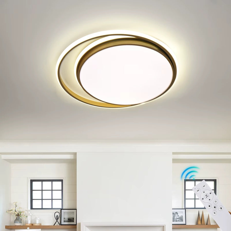 Ringen LED Plafondlamp - Dimbaar Met Afstandsbediening - Goud - 50 cm - Plafoniere - Keuken Lamp - Woonkamerlamp - Moderne lamp