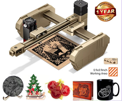 Laser Graveermachine T150 Pro 6W - Laser Cutter - Laserprinter All In One - Graveren - Display - Geel - Laser Snijmachine - Bedienbaar Met APP