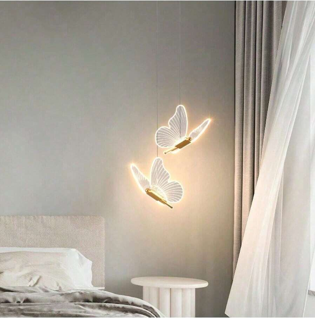 Vlinder Hanglamp- Goud - Butterfly Led - Warm Wit 3000K - Woonkamerlamp - Moderne Lamp - Plafonnière