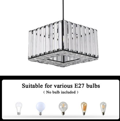LuxiLamps - Crystal Hanglamp - Moderne Hanglamp - Zwart - Kroonluchter - E27 - Eetkamer Hanglamp
