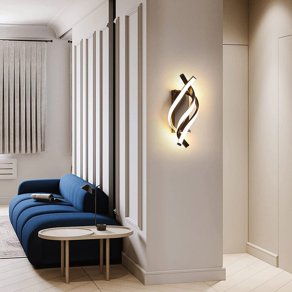 Flightmode - Indoor Wall Lamp, LED Wall Lamp, Modern Design, 22 W, Curved Design, 3000 K, Warm White Light, 2500 Lumens, Black, IP20, for Bedroom, Living Room [Energy Class E]