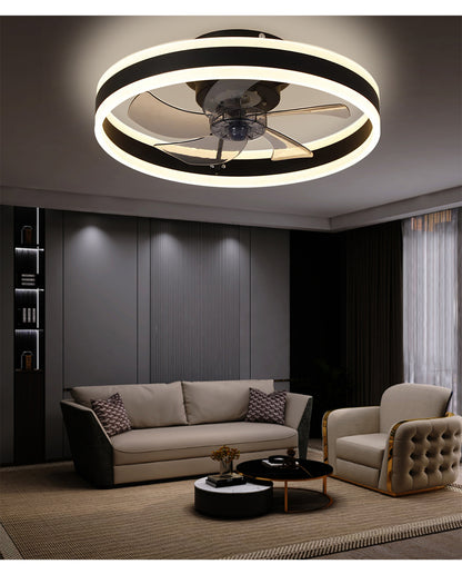 LuxiLamps - Fan Lamp - Smart Lamp - 6 Modes - Dimmable - Black - Chandelier Fan - Chandelier Fan - Living Room Lamp - Fan Lamps