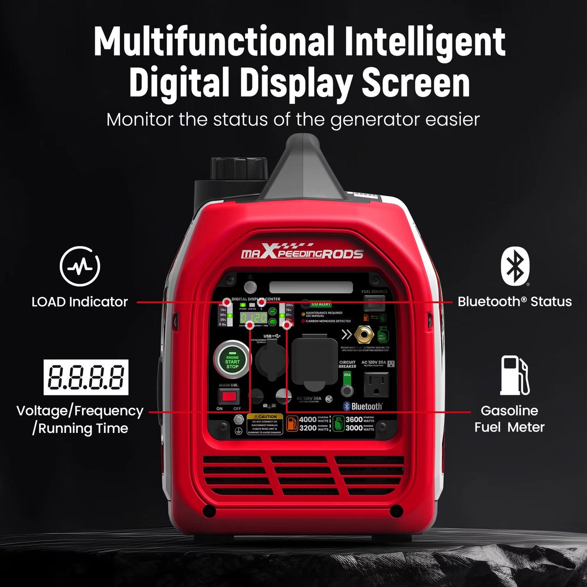 Inverter Generator 3500W - Benzine en LPG/Propaan - Dual Fuel - 3200W - 230V - Stille 4-Takt Generator met Elektrische Start, App-bediening en USB - Voor Camping, Camper en Noodstroom