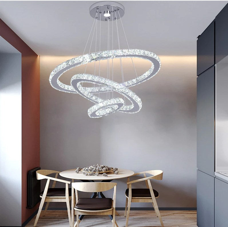 Kristallen Kroonluchter XL - Crystal Led Hanglamp - 3 Ring Hanglamp - Woonkamerlamp - Met Afstandsbediening - Moderne lamp - Hanglamp