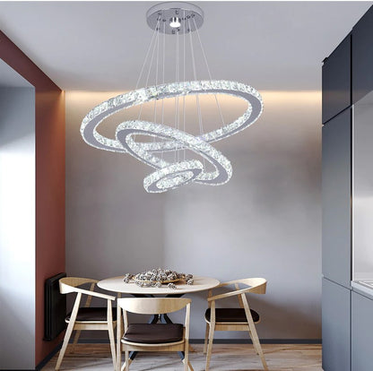 Kristallen Kroonluchter XL - Crystal Led Hanglamp - 3 Ring Hanglamp - Woonkamerlamp - Met Afstandsbediening - Moderne lamp - Hanglamp