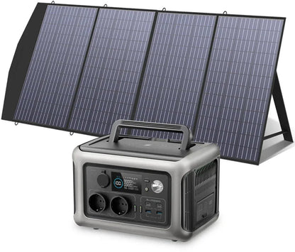 Allpowers® - R600 Powerstation + 200W Zonnepaneel Set - 600W Draagbare Accu - 299Wh LFP Batterij - 10 Apparaten Gelijktijdig Opladen - 220V Zuivere Sinus AC-uitgang - Inclusief Opvouwbaar Zonnepaneel