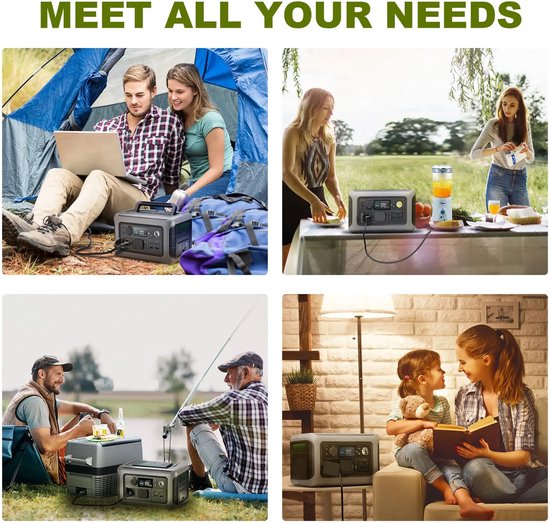 Powerstation - Generator - Aggregaat - Powerbank - Draagbare - 299Wh LiFePO4 - met 600W AC Uitgang en 2x 100W Zonnepaneel - voor Off-Grid, Camping en Noodstroom